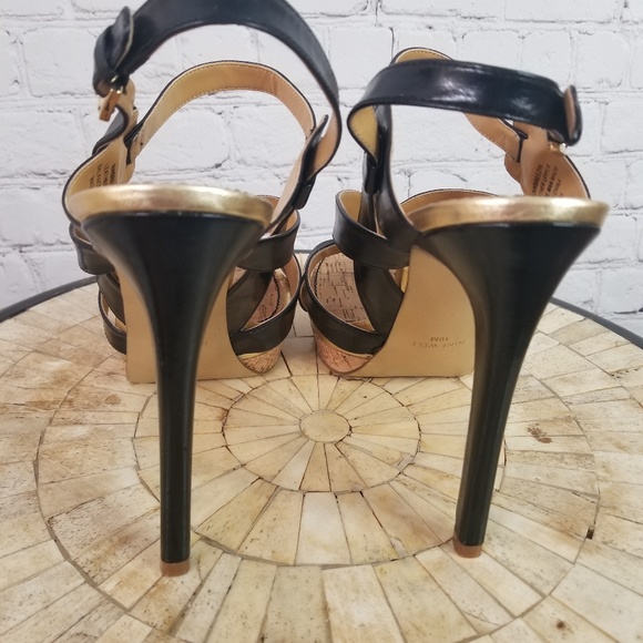 Nine West black & gold leather 5" heels size 10 M - Picture 6 of 8